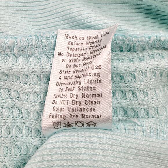 Fresh Produce Women's Waffle Knit Waterfall Cardigan Medium Teal - Picture 10 of 12